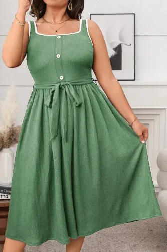 Retro Solid Color Backless Sleeveless Dress