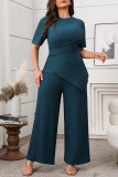 Solid Color Short Sleeved Top Wide Leg Pants