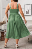 Retro Solid Color Backless Sleeveless Dress