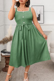 Retro Solid Color Backless Sleeveless Dress
