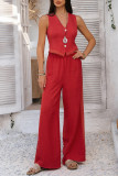 Commuting Style Cardigan Vest Wide Leg Pants