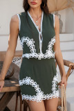 Bohemian Lace V-Neck Sleeveless Top Shorts
