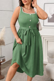 Retro Solid Color Backless Sleeveless Dress