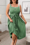 Retro Solid Color Backless Sleeveless Dress