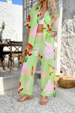 Bohemian Printed Short Sleeved Wide Leg Pants