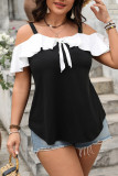 Off Shoulder Lotus Leaf Short Sleeves Shirt