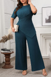 Solid Color Short Sleeved Top Wide Leg Pants