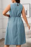 Casual Striped Sleeveless Pocket Dress