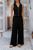 Commuting Style Cardigan Vest Wide Leg Pants