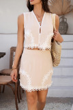 Bohemian Lace V-Neck Sleeveless Top Shorts