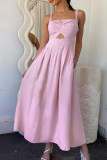 Solid Color High Waisted Camisole Dress