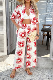 Bohemian Printed Short Sleeved Wide Leg Pants