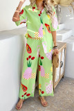 Bohemian Printed Short Sleeved Wide Leg Pants
