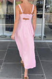 Solid Color High Waisted Camisole Dress