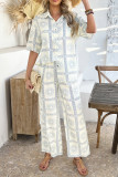 Bohemian Printed Short Sleeved Wide Leg Pants