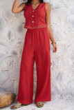 Commuting Style Cardigan Vest Wide Leg Pants