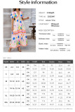 Bohemian V-Neck High Waisted Short Sleeved Dress