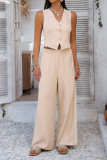 Commuting Style Cardigan Vest Wide Leg Pants