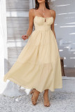 Solid Color High Waisted Camisole Dress