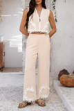 Bohemian Sleeveless Lace Vest Pants Two-Piece Set