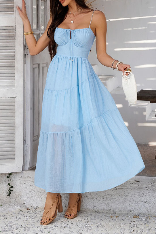 Solid Color High Waisted Camisole Dress