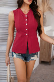 Vacation Style Button Solid Color Sleeveless Cardigan