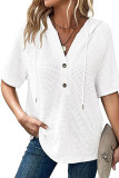 Waffle Knit Short Sleeved Hooded Shirt