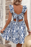 New Ruffle Print Sleeveless Dress