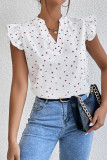 Love Print V-Neck Ruffled Sleeve Shirt