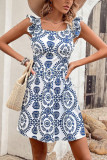 New Ruffle Print Sleeveless Dress