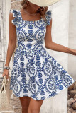 New Ruffle Print Sleeveless Dress