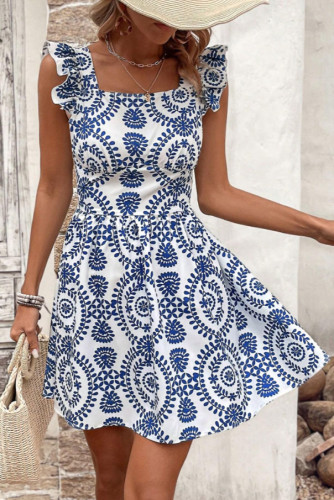 New Ruffle Print Sleeveless Dress