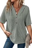 Waffle Knit Short Sleeved Hooded Shirt