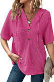 Waffle Knit Short Sleeved Hooded Shirt