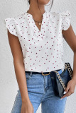 Love Print V-Neck Ruffled Sleeve Shirt
