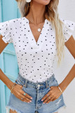Love Print V-Neck Ruffled Sleeve Shirt