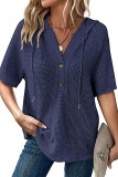 Waffle Knit Short Sleeved Hooded Shirt