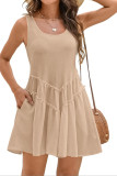 U-Neck Sleeveless Beach Ruffled Dress
