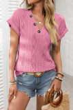 V-Neck Button Loose Short Sleeved T-Shirt