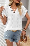 V-Neck Button Loose Short Sleeved T-Shirt