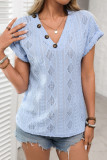 V-Neck Button Loose Short Sleeved T-Shirt
