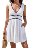 Lace V-Neck Sleeveless Beach Dress