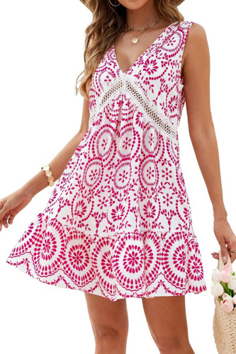Ethnic Style Hollow Lace V-Neck Sleeveless Dress
