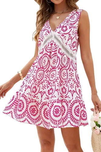 Ethnic Style Hollow Lace V-Neck Sleeveless Dress