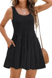 U-Neck Sleeveless Beach Ruffled Dress