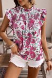 Lotus Leaf Edge Short Sleeved Printed T-Shirt