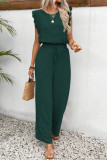 Ruffled Sleeve Square Collar Shirt Trousers Two Piece Set