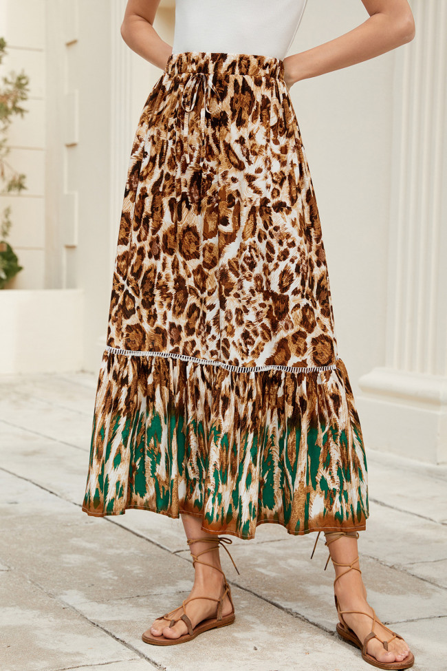 Leopard Print Bohemian Beach Skirt