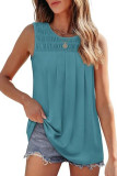 Pleated Round Neck Sleeveless Vest