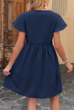 Bohemian V-Neck Short Sleeved Ruffled Dress